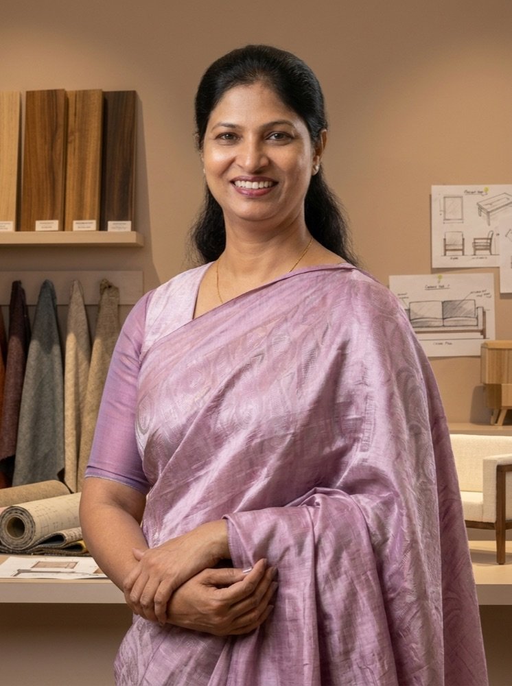 Jenitha Cardoza, founder of Aarcube, in the Hyderabad showroom