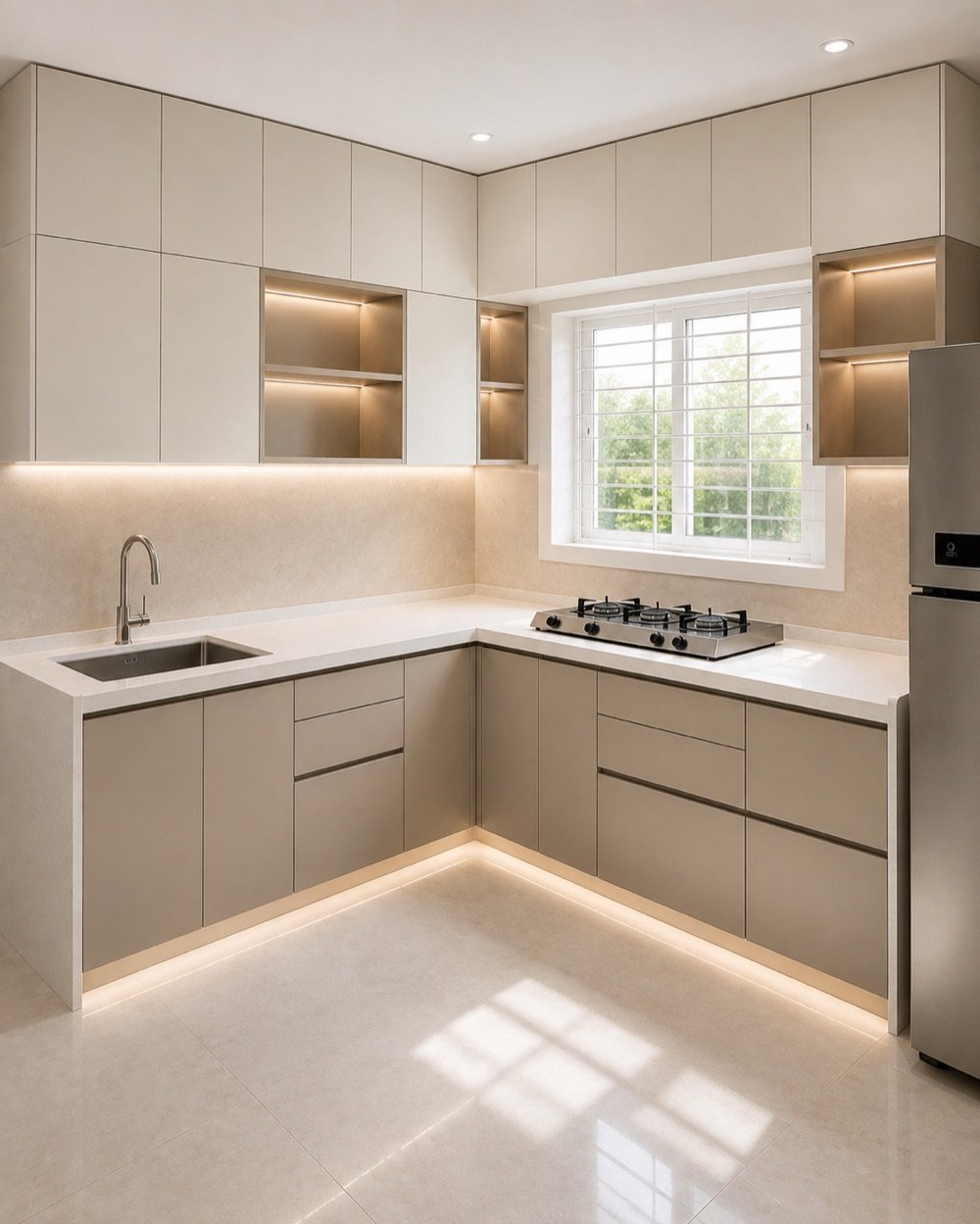 L-shaped modular kitchen design Tellapur